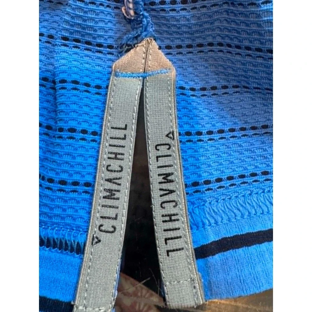 Adidas Climachill Golf Polo Shirt XL Blue‎ Striped Performance Short Sleeve